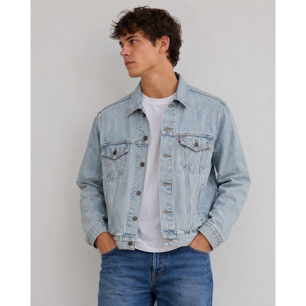 Levi's Men's Denim Trucker Jacket Light Wash Button Up Classic Jean Coat L